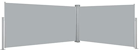 Store Latéral Extensible, Brise Vue Rétractable en Polyester Résistant UV, Double Face avec Rétraction Automatique, Paravent Extérieur pour Terrasse Balcon Jardin, Gris, Dimensions 160 x 600 cm