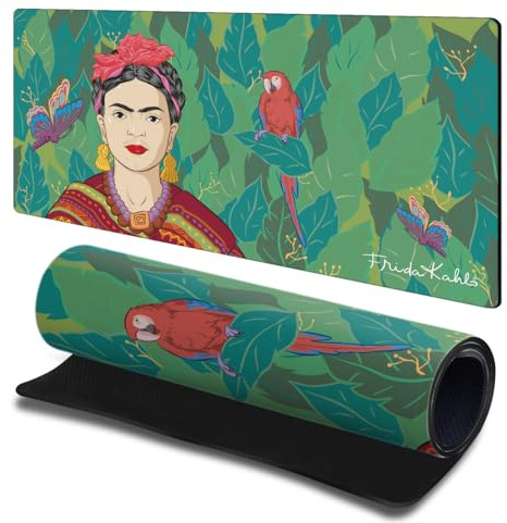 Head Case Designs Offizielle Frida Kahlo Schmetterling und Papagei Florale Kunst 23.62 x 11.81 x 0.12 inches (600 x 300 mm) - L Gaming-Schreibtisch PC-Tastatur Mauspad