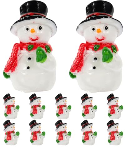 Kisangel 12 st snögubbefigurer i harts, mini snögubbestaty