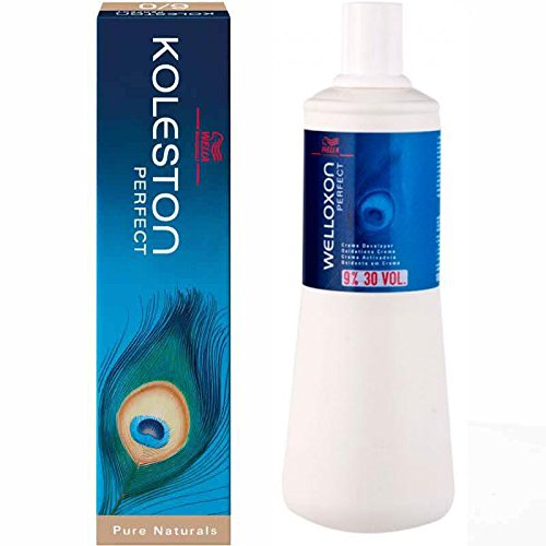 Wella Koleston Perfect Farbe Pure Naturals Medium nat. braun 4/07–60 ml & Wella Welloxon peroxidfreies Entwickler 9% 20 Vol – 500 ml