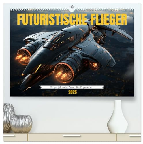 Futuristische Flieger (hochwertiger Premium Wandkalender 2026 DIN A2 quer), Kunstdruck in Hochglanz: Fliegen Sie mit durch die Zukunft mit den ... - KI generiert (CALVENDO Technologie)