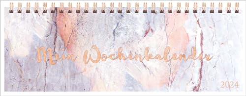Tischquerkalender Marble 2024: 1 Woche 2 Seiten; Tischkalender quer mit viel Platz für Notizen; Format: 29,8 x 10,5 cm