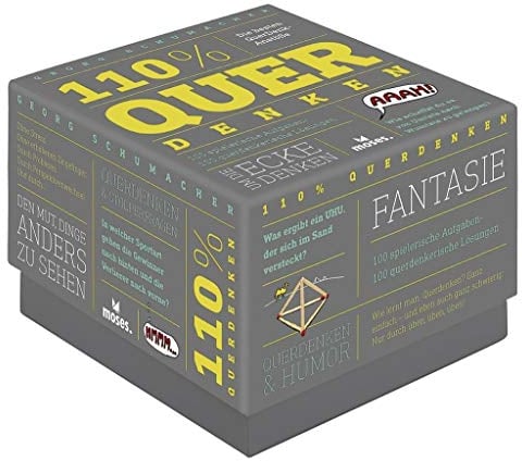 moses. 110% Querdenken , 100 Aufgaben und Rätsel für spielerische und kreative Denk-Anstöße von Autor Georg Schumacher , Rätselbox für Erwachsene und ... Die besten QuerDenkAnstöße (110%- Box)
