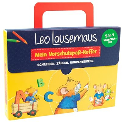 Leo Lausemaus – Mein Vorschulspaß-Koffer: Papierkoffer mit 5 Vorschulheften für Kinder ab 5 Jahre