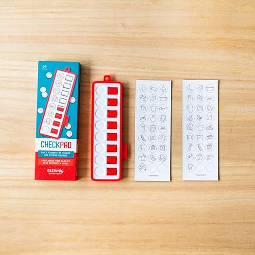 CHECKPAD Rot | Magnetischer Tagesplaner, Routine Planer Kinder ab 3 Jahren | Gezinnig Tagesplaner für die Morgen- und Abendroutine, Aufgabenplaner für Kinder im jungen Alter, Checkliste, Belohnungstafel