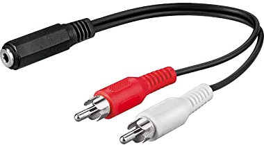 Goobay 50442 Audiokabel Klinke 3.5 mm auf Chinch Adapter, 3,5 mm AUX Buchse auf Chinch-Stecker (L / R), 1,4 m