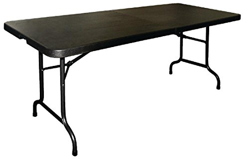 Bolero Rechteckiger, mittig klappbarer Catering-Tisch für den Innen- und Außenbereich, Schwarz, 6 Fuß, 735(H) x 1829(B) x 762(T)mm, CB518