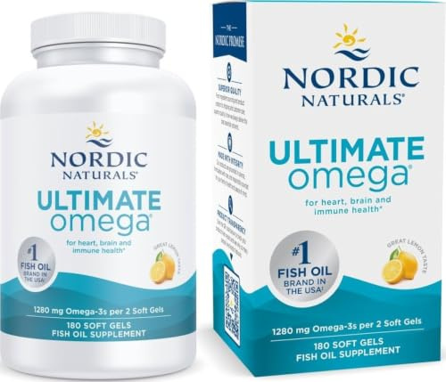Nordic Naturals Ultimate Omega, 1280mg Omega-3 Fish Oil, Lemon - 180 Count