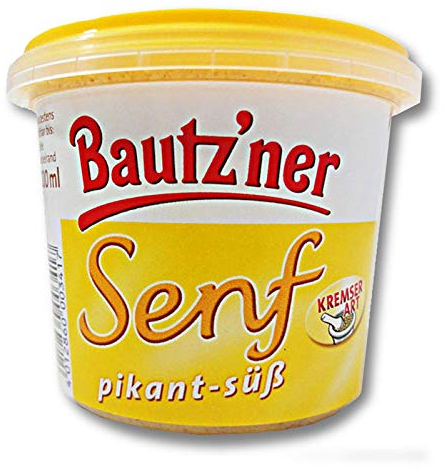 3er Pack Bautzner Senf pikant-süß im Becher (3 x 200 ml) Senfbecher, Bautzner Spezialitäten