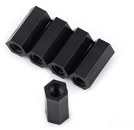 Akozon Lot de 100 boulons de distance en nylon avec écrous hexagonaux en plastique Noir M3*12