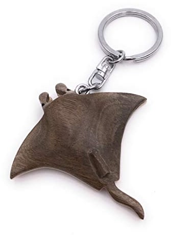 Onwomania - -Rochen Plattfisch Unterwasser Schlüsselanhänger - Holz Glücksbringer ideal als Geschenk z.B. für den besten Freund, die beste Freundin, Mama - Für Männer, Frauen & Kinder