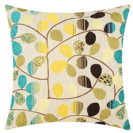 CaliTime Kissenbezüge Kissenhülle Kissenbezug Überwurfkissenhülle für Couch Sofa Heimdekoration Luxus Chenille süße Blätter beidseitig 45cm x 45cm Mehrfarbig