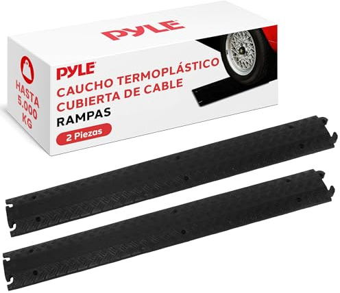 Pyle Rampa Auto 203 cm, Gomma Canalina Passacavi Calpestabile 1 Canale, Rampe per Auto, Protezione Passacavi Cavi/Tubi Pesanti Set 2