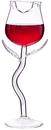 iSpchen Rotweingläser, Rosenform Bechergläser, Geschenk für Frauen, Männer, Hochzeit, Jahrestag, Weihnachten, Geburtstag, 180ML