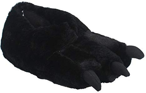 Grafters Herren-Hausschuhe mit lustigem Monsterklauenbär, flauschig, warm, Winter-Hausschuhe, Größe 39-45, Schwarz , 42 1/3 EU