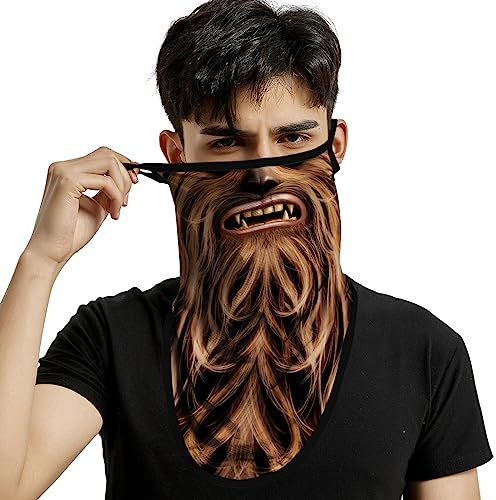 ShopINess Unisex Bandana Gesichtsmaske Schal Gesicht mit Ohrschlaufen Rave Sturmhaube Hals Gamaschen Staubtuch Waschbare Wind Motorrad Maske - Chewbacca