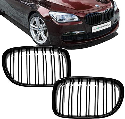 DM Autoteile Doppelsteg Kühlergrill Schwarz GLANZ Performance passt für 7er F01 F02 08-15