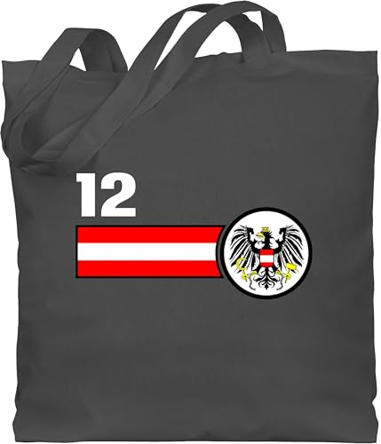 Baumwolltasche - Fußball EM WM - Taschen - 12. Mann Österreich Mannschaft - Unisize - Dunkelgrau - 2024 fanartikel europameisterschaft österreich beutel fussball osterreich stoffbeutel fu ball
