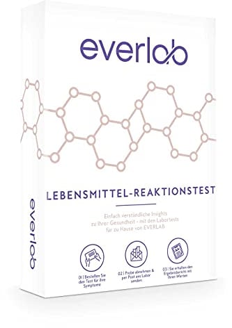 EVERLAB Lebensmittel-Reaktionstest – IGE & IgG4 Screening für 40 verschiedene Lebensmittel| Detaillierte Auswertung | Selbsttest für Zuhause