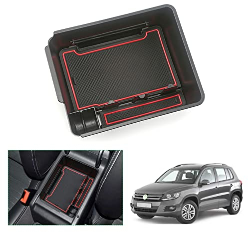GAFAT Kompatibel mit VW Tiguan 5N 2007-2015 Mittelkonsole Aufbewahrungsbox, Kompatibel mit Tiguan 1 Armlehne Organizer Tray Mittelarmlehne Handschuhfach