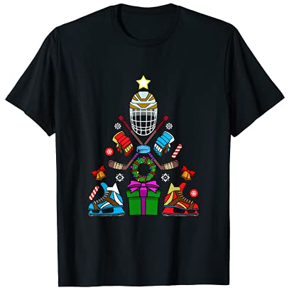 Eishockey-Weihnachtsbaum-Dekoration, X-Mas Hockey-Spieler, Geschenk T-Shirt
