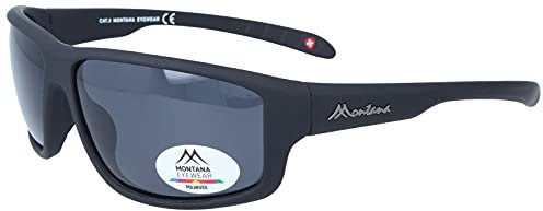 Polarisierende Montana Eyewear SP313 Sonnenbrille aus mattem Kunststoff inklusive Stoffbeutel in Schwarz - Grau