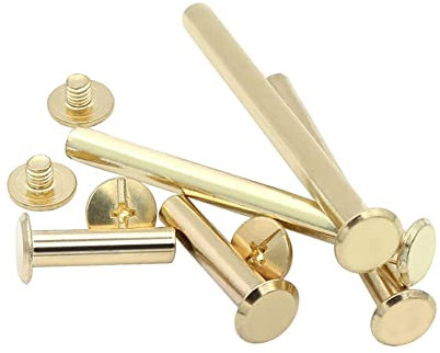 CONPHERON Chicago Reliure Vis, Vis à Tête Croix Ronde Laiton Plaqué Chicago Vis Bouton pour DIY Reliure de Décoration (M5x50mm, 20 Kits)