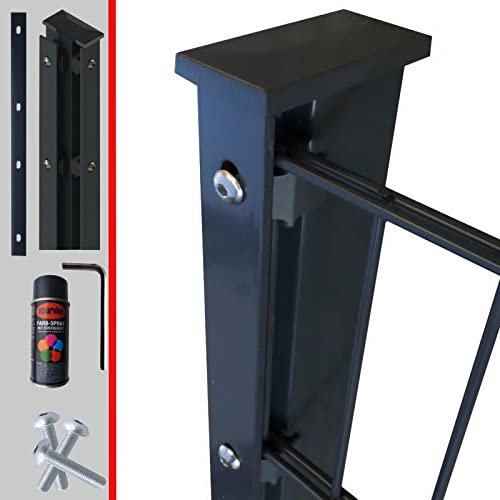 Doppelstabmattenzaun Komplettset 6/5/6mm in Anthrazit RAL7016 – Stabmattenzaun Gartenzaun - Pfosten mit Abdeckleiste und Zubehör Zaunhöhe: 1830 mm, Länge: 15 m | inkl 3 Eckpfosten