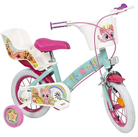 Kinderfahrrad Catcorn 12 Zoll mit Stützrädern Korb Puppensitz 3-5 Jahre