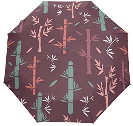 KAAVIYO Plant Bamboo Automatic Umbrella Windproof Foldable Umbrells Auto Open Close for Girls Boys Women