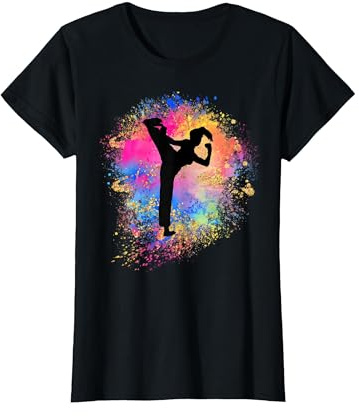 Mädchen Regenbogen Karate Weiblich Judo Silhouette Taekwondo T-Shirt