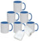 MR.R Lot de 6 tasses à café en céramique pour lave-vaisselle avec intérieur et poignée de couleur bleue pour lait, thé, cola et l'eau, 325 ml