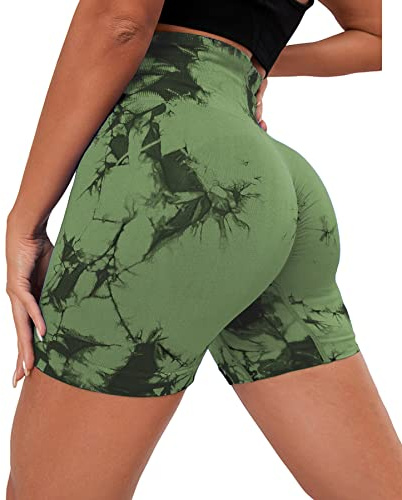 Merlvida Damen Scrunch Butt Sport Shorts Seamless Gym Leggings High Waist Kurz Hose Push Up Sporthose Blickdicht Radlerhose für Biker Yoga Fitness Workout