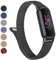Vanjua Metallband für Fitbit Luxe Bänder Damen Herren, Edelstahl Mesh Loop Verstellbares Magnetarmband Ersatzband Kompatibel mit Fitbit Luxe Fitness- und Wellness-Tracker (Schwarz)