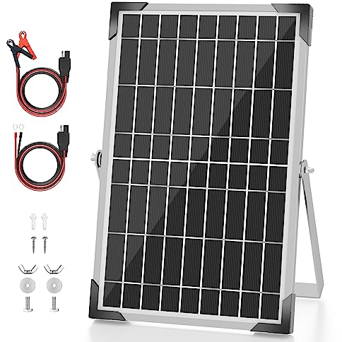 Voltset Kit de panneau solaire monocristallin 10 W 12 V + contrôleur de charge MPPT intégré + support de montage réglable pour voiture, camping-car, bateau, moto, ouvre-porte