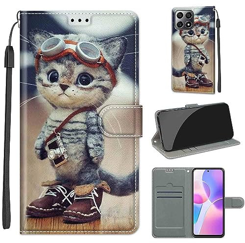 Funda para Honor X8 4G, Carcasa Libro con Tapa de Cuero Piel Billetera Case Flip Cover con Kickstand, Hebilla Magnetica, Ranuras para Tarjetas Carcasa para Honor X8 4G / Honor X30i / Honor Play 6T Pro