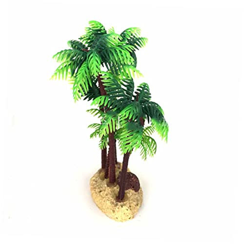 Abaodam Simulation de Mini cocotier pour Aquarium, aménagement paysager, décoration Mini cocotier Miniature Palmier Fausses Plantes Petite île avec des Palmiers décoration d'aquarium