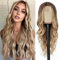 Perücke Blond Damen Lang Locken Natürlich Perücken wie Echthaar für Frauen Tägliche Anwendung Kunsthaar Kostümparty Halloween Karneval Wig 083