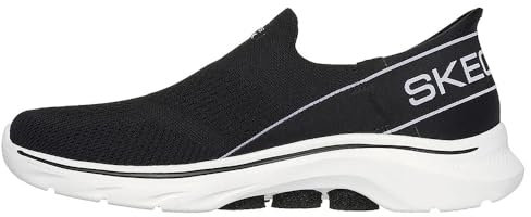 Skechers, GO Walk 7 MIA Mujer, Ribete Blanco Textil Negro, 41 EU