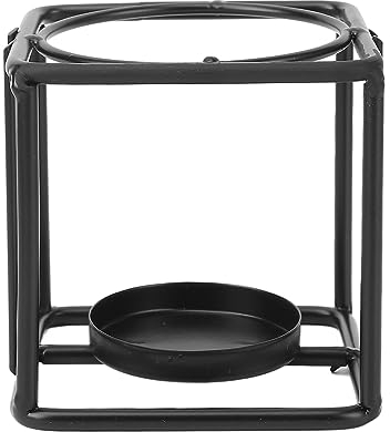 Kerzenständer aus Schwarzem Eisen, Quadratischer Vintage-Kerzenhalter, Langlebiges Material, Feine Verarbeitung, für die Inneneinrichtung