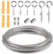 Drahtseil Rankhilfe Set, 5M x 2mm Edelstahl Draht Seil, Stahlseil mit Ösen und Haken, Seilspanngarnitur - für String Light Suspension, Gardinenseil, Kletterpflanzen, Duschvorhangseil - 17 Pcs