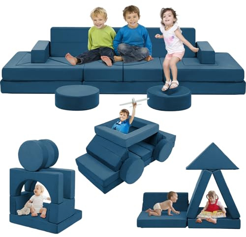 Edbuosy 22Pcs Modular Kids Play Couch - Versatile Foam Sofa for Playroom, Bedroom, Living Rooms - 500+ DIY Creative Configurations, Convertible, Large