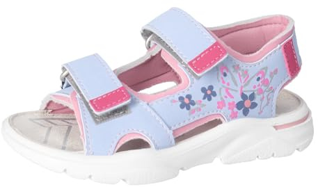 RICOSTA Mädchen Sandalen Caro, Kinder Sommerschuhe, Outdoorsandalen, Klettverschluss, Freizeitschuhe, offene Schuhe, Blue/Mallow (120), 26 EU