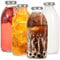 LIMILI Glass Bottles with Lids, 4PCS Glass Milk Bottles with Lids 500ml Clear Glass Drinking Bottles Juice Bottles Smoothie Reusable Milk Bottles for Protein Prep, Fridge and Dishwasher Safe