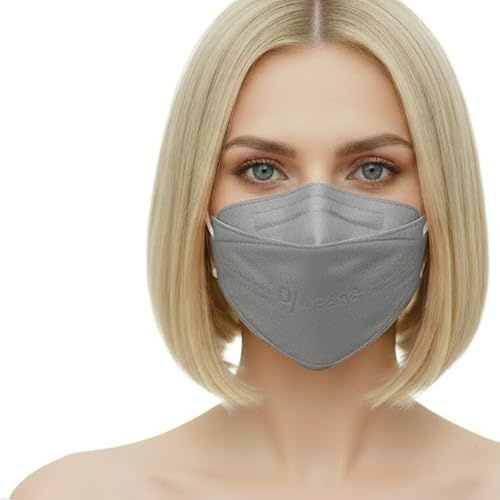 kela 25 Stck. FFP2 Atemschutzmaske grau mit 2 Gratis Ohrenschoner | Made in Germany | Klimaneutrale Fischform-Maske mit niedrigerem Atemwiderstand | MHD 31.12.2026
