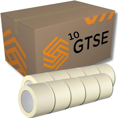 GTSE - Breites Kreppband - 75 mm x 50 m - 10 Rollen - Malerkrepp zum Oberflächenschutz beim Streichen - lösemittelfreier Kleber