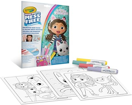 Crayola - Color Wonder, Juego para Colorear con 18 Páginas para Colorear y 4 Rotuladores Sin Manchas, tema: la Casa de Muñecas de Gabby, Actividad Creativa para Niños, edad 3, 4 y 5 años, 75-2861