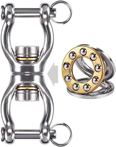 BeneLabel SUS304 Silent Bearing Swing Swivel, Tire Swing Swivel with 2 Removeable Buckle for Web Tree Swing, Aerial Dance, Swing Yoga Swing Sets, 770LB Capacity