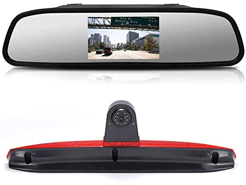 Car Third Roof Top Mount Brake Lamp Reverse Camera Brake Light Rear View Backup Camera+4.3 LCD Mirror for Mercedes Vito Mixto W639 2010/Vito 639 2019 W447 109 111 114 BLUETEC