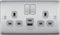 Generic BG Brushed Steel Double Socket with USB 12W Type A & Type C USB NBS22UAC12G